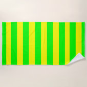 Serviette De Plage Lemon Yellow and Lime Green Stripes  (Devant)