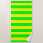 Serviette De Plage Lemon Yellow and Lime Green Stripes  (Devant)