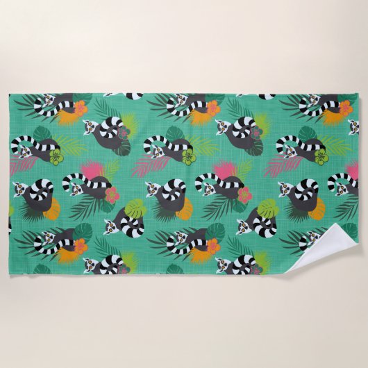Serviette De Plage Lémurs tropicaux - Aquamarine (Devant)