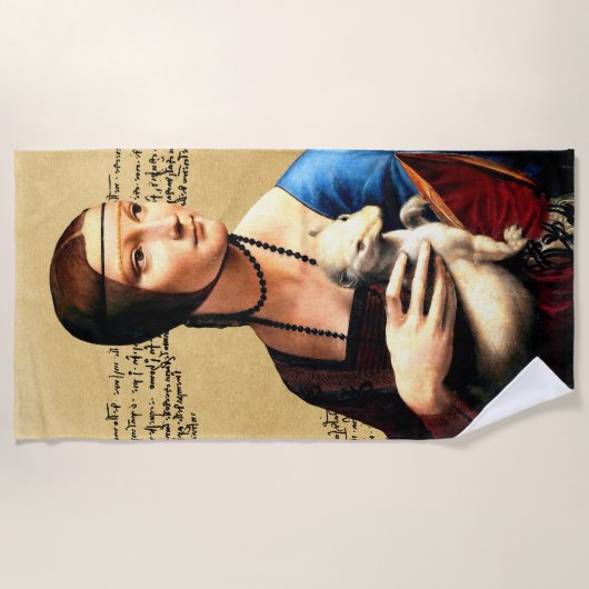 Serviette De Plage Léonard de Vinci Lady avec Ermine (Devant)