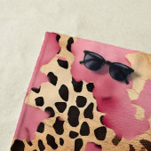 Serviette De Plage Léopard doré rose (En situation)
