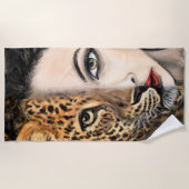 Serviette de plage Leopard Girl (Devant)