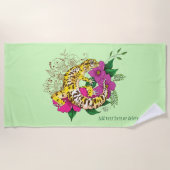 Serviette De Plage Léopard jaune Gecko Vert (Devant)