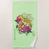 Serviette De Plage Léopard jaune Gecko Vert (Devant)