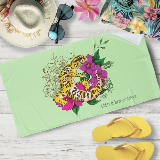 Serviette De Plage Léopard jaune Gecko Vert
