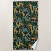 Serviette De Plage Leopard Jungle Forest Illustration Seamless Custom (Devant)