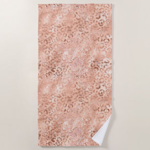 Serviette De Plage Léopard or Rose rose pâle