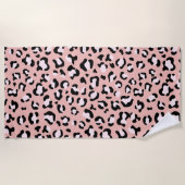 Serviette De Plage Léopard Print, Léopard Spots, Rose Léopard (Devant)