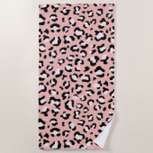 Serviette De Plage Léopard Print, Léopard Spots, Rose Léopard (Devant)