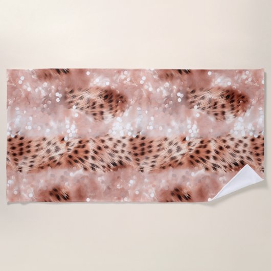 Serviette De Plage Léopard rose rose (Devant)