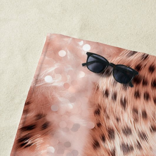 Serviette De Plage Léopard rose rose (En situation)