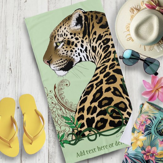 Serviette De Plage Leopard Wild Cat Green Henna