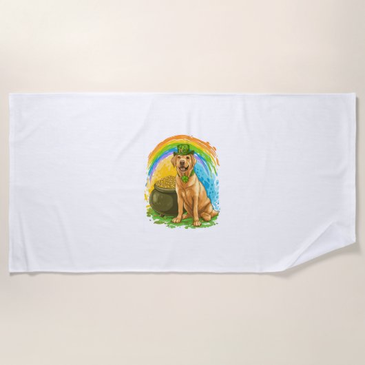 Serviette De Plage Leprechaun Lab - Saint Patrick’s Day Dog (Devant)