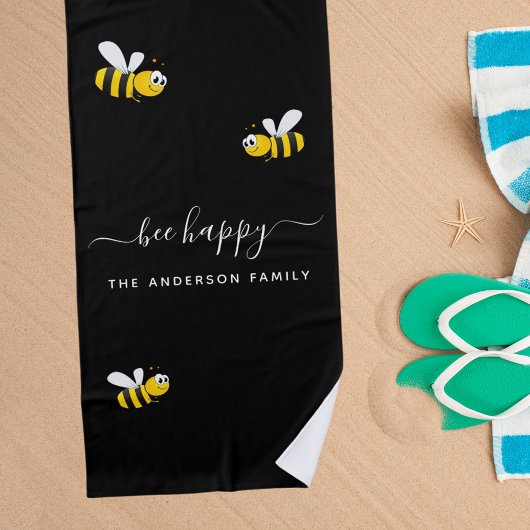 Serviette De Plage Les abeilles noires joyeuses bumble abeilles été a