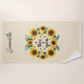 Serviette De Plage Les abeilles tournesols monogrammes Abeilles Vous (Devant)