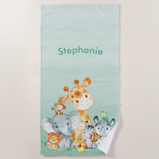 Serviette De Plage Les animaux de la jungle de Cute Safari (Devant)