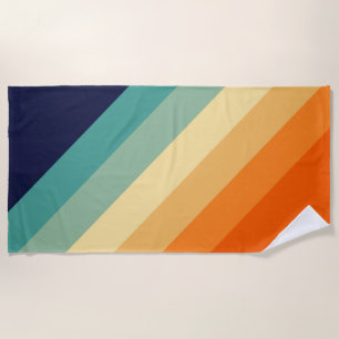 Serviette De Plage Les années 70 coloré 80s Retro Stripes