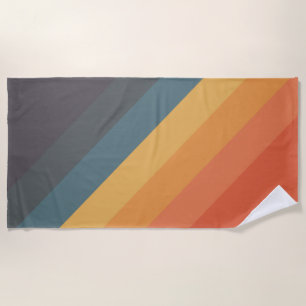 Serviette De Plage Les années 70 coloré 80s Retro Stripes