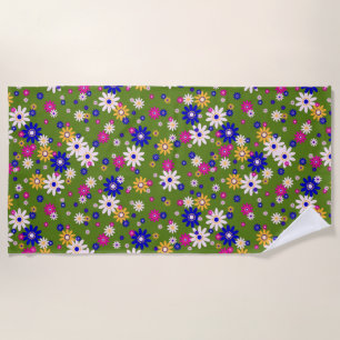 Serviette De Plage les années 70 linge de plage design à fleurs rétro