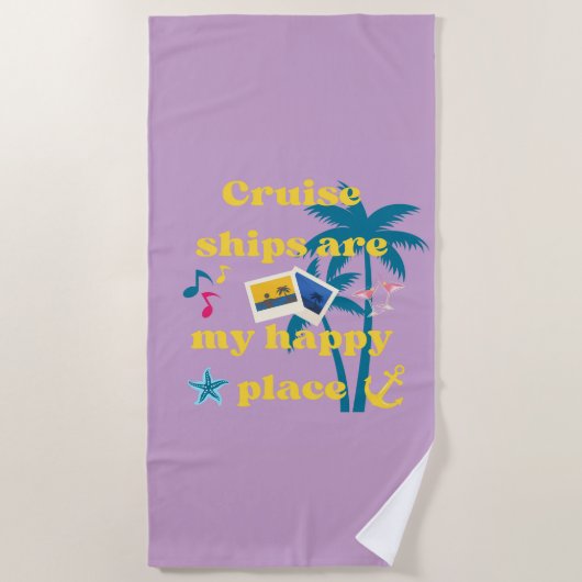 Serviette De Plage Les Bateaux De Croisière Sont Mon Endroit Heureux (Devant)
