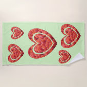 Serviette De Plage Les Coeurs De Tulipes Rouges Poussière. Backgr. Se (Devant)