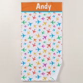 Serviette De Plage Les enfants personnalisent les avions (Devant)