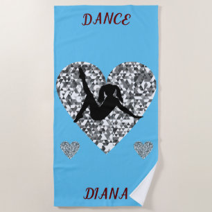 Serviette De Plage Les filles dansent le coeur d'argent