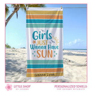 Serviette De Plage Les filles personnalisables veulent juste du solei