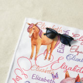 Serviette De Plage Les filles personnalisées nom collage avec poneys (En situation)