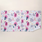 Serviette De Plage Les Flamingos et les Fleurs tropicales (Devant)