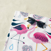 Serviette De Plage Les Flamingos et les Fleurs tropicales (En situation)