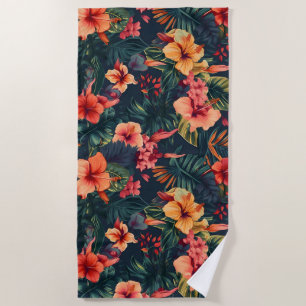 Serviette De Plage Les Fleurs D'Hibiscus, Un Modèle Floral Tropical