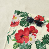Serviette De Plage Les fleurs tropicales du Lotus Blanc (En situation)