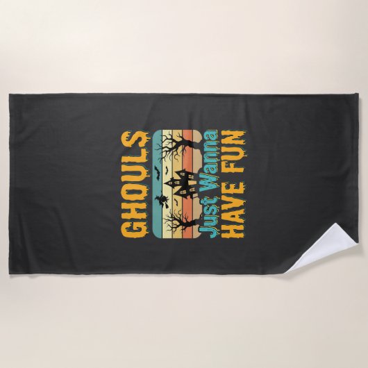 Serviette De Plage Les goules veulent juste s'amuser Design Halloween (Devant)