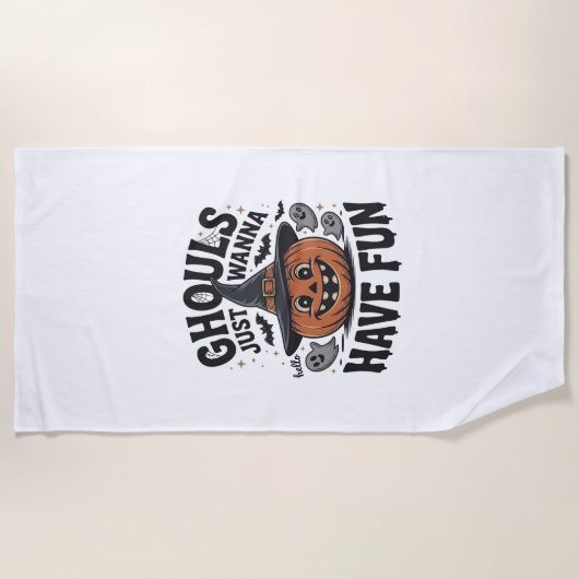 Serviette De Plage Les goules veulent juste s'amuser Halloween Citrou (Devant)
