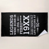 Serviette De Plage Les légendes personnalisées sont nées à la date Mo (Devant)
