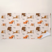 Serviette De Plage Les mignons animaux en bois (Devant)