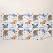 Serviette De Plage Les mignons animaux en bois (Devant)