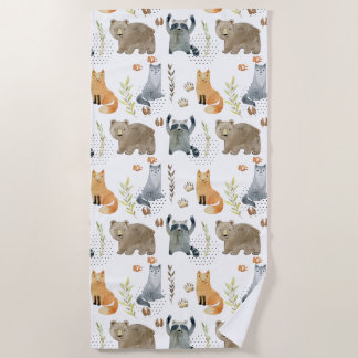 Serviette De Plage Les mignons animaux en bois