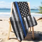 Serviette De Plage Les policiers prient Personnalisée Ligne Bleue Min