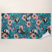 Serviette De Plage Les poulets dans la nature rose, rose et bleu (Devant)