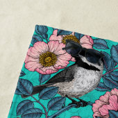 Serviette De Plage Les poulets dans la nature rose, rose et bleu (En situation)