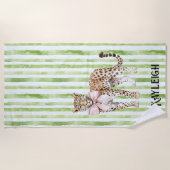 Serviette De Plage Les rayures vert léopard (Devant)