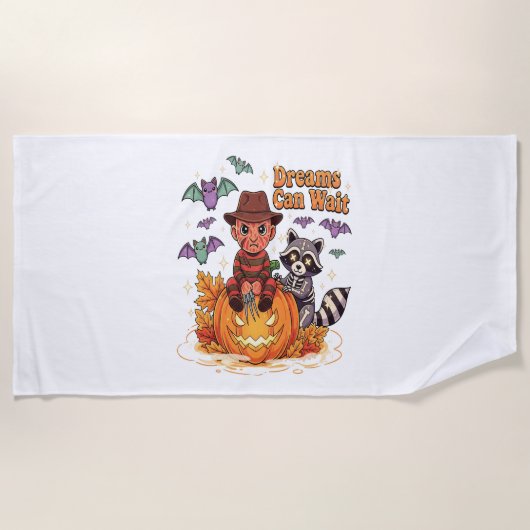 Serviette De Plage Les rêves d'halloween peuvent attendre le monstre (Devant)