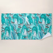 Serviette De Plage Les surfeurs Vague Paradise & Seagull (Devant)