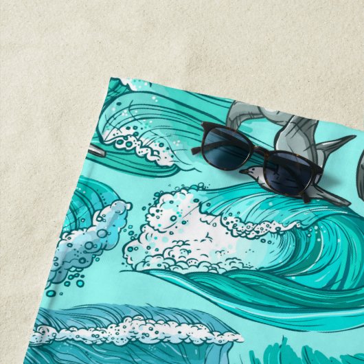 Serviette De Plage Les surfeurs Vague Paradise & Seagull (En situation)