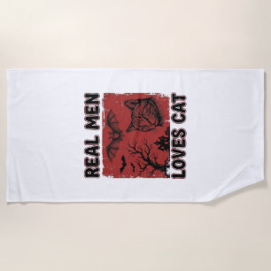 Serviette De Plage Les vrais hommes aiment les chats Halloween Vintag