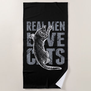 Serviette De Plage Les vrais hommes aiment les chats style scintillan