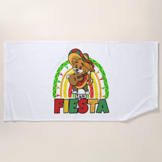 Serviette De Plage Lets Fiesta Chien (Devant)