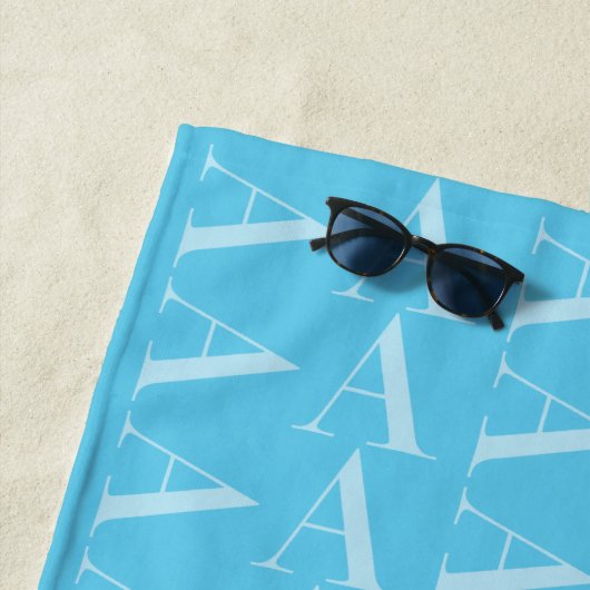Serviette De Plage Lettre initiale A, Aqua Blue (En situation)